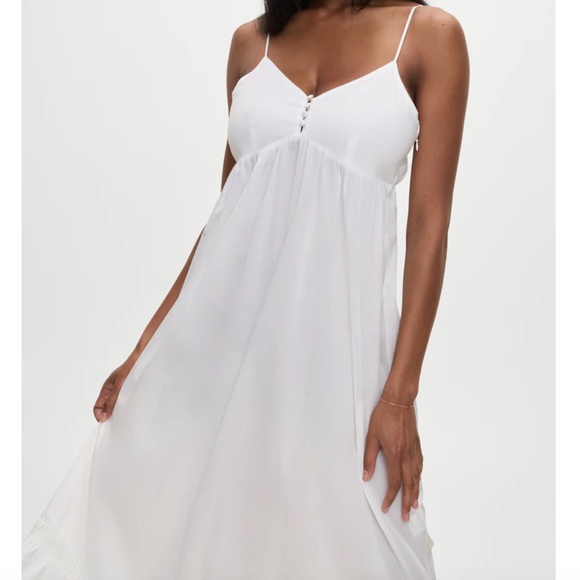 NWT Frankie's Bikinis Djerf Avenue Airy Poplin Buttoned Top DRESS White LG Large - Picture 8 of 8